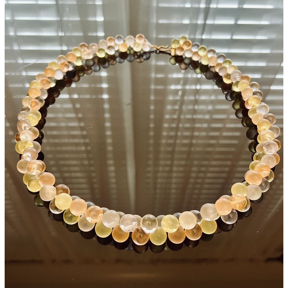 Vintage Monet Wisteria Pastel Bubble Bead Necklace 1970s Lucite Moonglow Retro